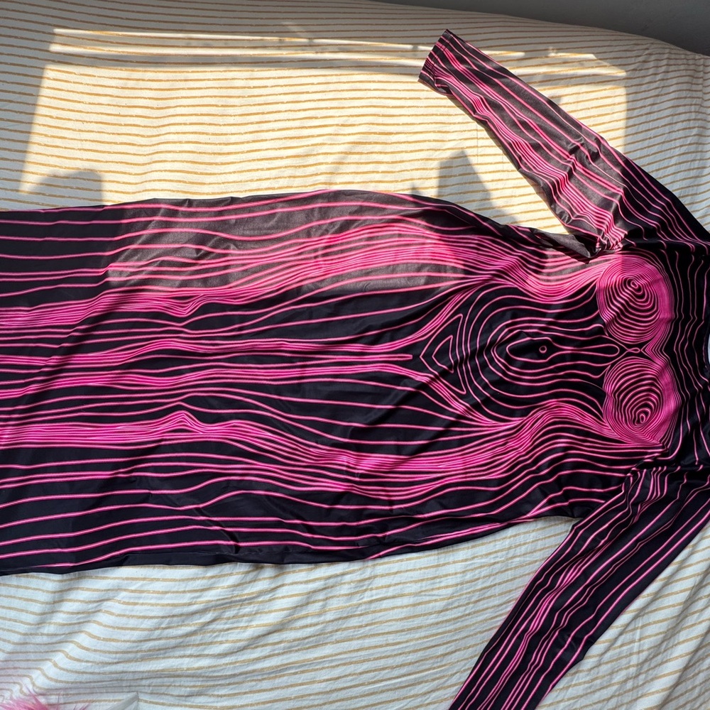 SHEIN Gray and Pink Striped Dress